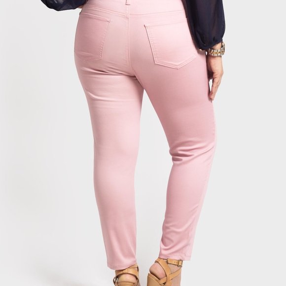 OLGYN Women’s Stretch Pink Plus Size Ankle Pant - Picture 2 of 5